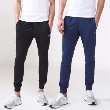 Imagem de Kit 2 Calça Jogger Elástico na barra Slim Fit Tecido Dry Casual Esporte Treino-Masculino