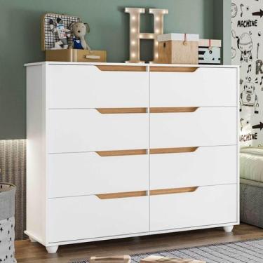 Imagem de Cômoda Infantil 8 Gavetas Circus Branco/Nature - Albatroz Móveis