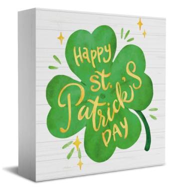 Imagem de Decoração do Dia de São Patrício Have Yourself A MERRY St. Patrick's Day, placa de caixa, para decoração de mesa de escritório em casa, decoração de mola, decoração de 12 x 12 cm - 16