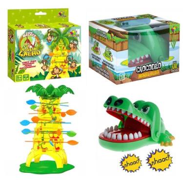 Imagem de Kit Jogo Pula Macaco + Jogo Croc Croc Crocodilo Morde Dedo - ART BRINK