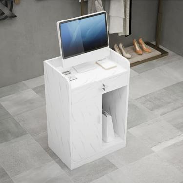Imagem de Mesa de balcão de recepção, mesa de recepção pequena, mesa de recepção com balcão, balcão de recepção de escritório balcão de recepção para supermercado loja de conveniência hotel (branca)