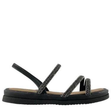 Imagem de Sandália Mississipi Feminina Rasteira Tiras Trançadas Brilho Casual Conforto-Feminino