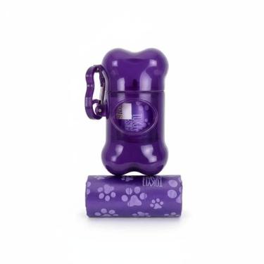 Imagem de Kit Cata Caca Pet com Suporte Ossinho e Saquinhos Higiênicos Cor:Roxo 