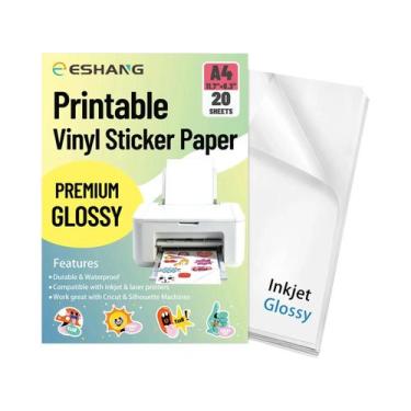 Imagem de Papel Adesivo Vinílico Brilhante Tamanho A4 20 Folhas Impressão a Jato