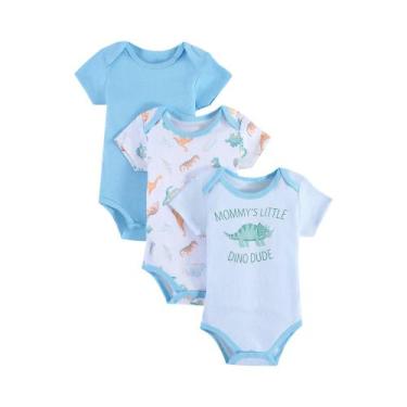 Imagem de Conjunto De Body De Verão Para Bebês Meninos 3 Peças Com Estampa De Di