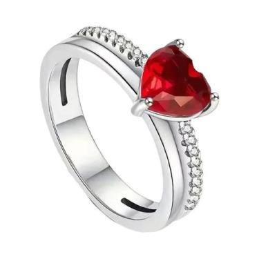 Imagem de Anel Feminino De Prata Esterlina 925 Com Mini Snoopy, Diamante Rosa De