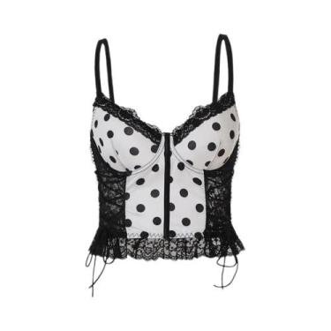 Imagem de Camiseta Cropped Feminina Com Decote Em V E Renda, Camisola Com Laço, 