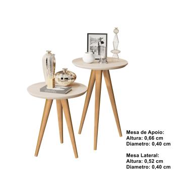 Imagem de Kit 2 Mesas Lateral e Apoio 40cm Pés Palito Off white - Comprar Moveis em Casa