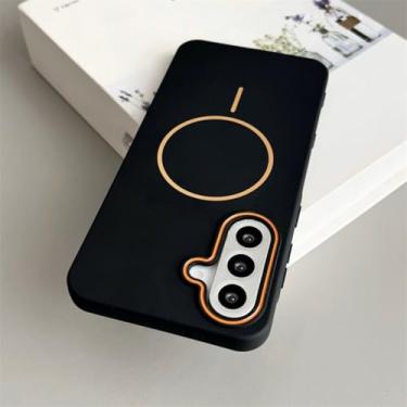 Imagem de Capa de silicone macio para Samsung S25 S24 S23fe S22 Ultra Plus A56 A36 A26 A16 A06 A55 A14 A13 A54 com capa magnética (para Galaxy A15/OG - Preto)