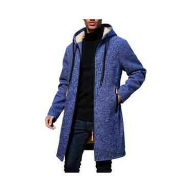 Imagem de Jaqueta Masculina De Inverno Grossa Com Capuz, Moletom Quente Com Zípe