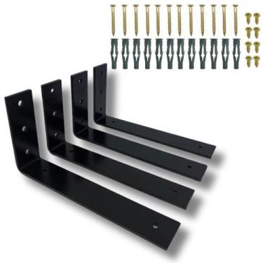 Imagem de Quatro Suportes Mão Francesa L 20cm De Parede Aço Robusto Para Pratele