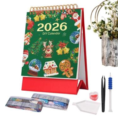Imagem de Calendário 2026, kits de arte com pedras preciosas, calendário mensal 2026 para desktop, suprimentos de artesanato, agenda anual para Natal, casa, dormitório, escola, entrada, mesa, prateleira