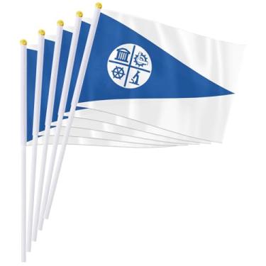 Imagem de PTEROSAUR Conjunto de bandeiras portáteis da cidade de Minneapolis, 14 x 20 cm, mini bandeira de Minneapolis para desfiles, festas, celebrações e decoração de casa (pacote com 100)