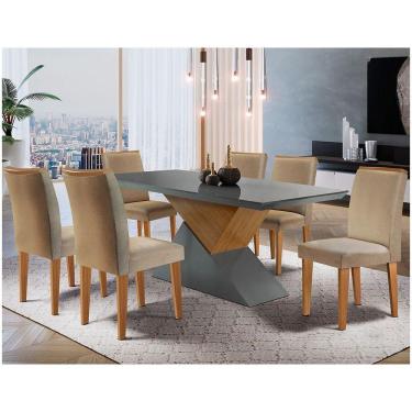 Imagem de Mesa Aster 180 Tampo Mdf 6 Cadeiras Turim/Grafite/Imbuia