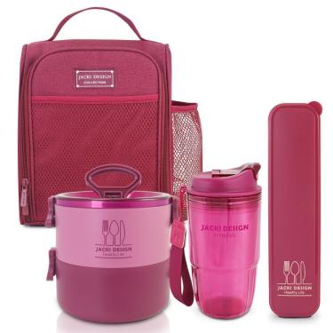 Imagem de Kit Joy 4 Peças – Bolsa Térmica, Marmita 1600ml, Copo 500ml E Porta Talheres