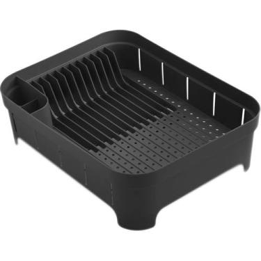 Imagem de Escorredor De Louça Pratos Plástico Porta Talheres Bancada, Preto