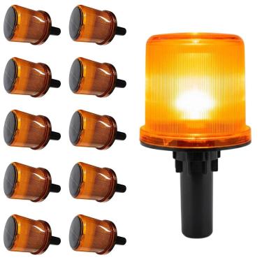 Imagem de Sinalizador Solar Viario Kit 10 Uni Cone Obra Estrada Avenida Pista Rodovia Seguranca Alerta Transito Emergencia