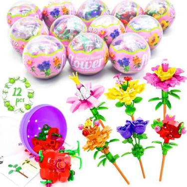 Imagem de Ovos de Páscoa com flores, blocos de construção UMEELR, 12 unidades
