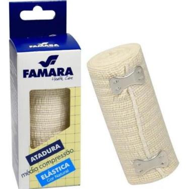 Imagem de Atadura Elástica 10cm x 1,30m Média Compressão Bandagem Natural Famara
