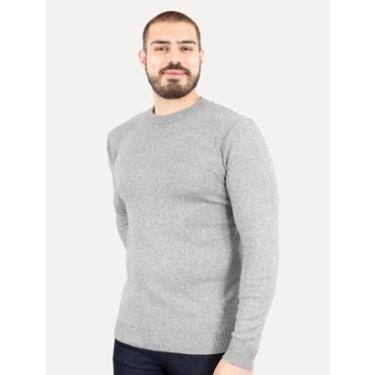 Imagem de Suéter Dixen Masculino Crewneck Tricot Liso Cinza Mescla-Masculino
