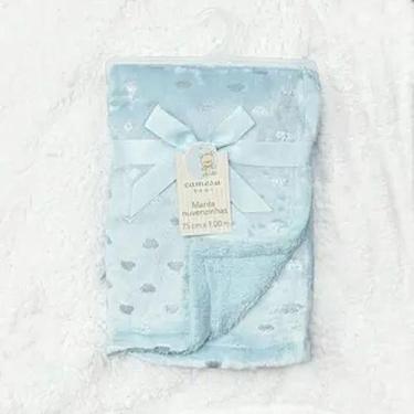 Imagem de Manta Sherpa de Bebe Nuvenzinha Camesa Rosa e Azul 75X1,00M, Azul