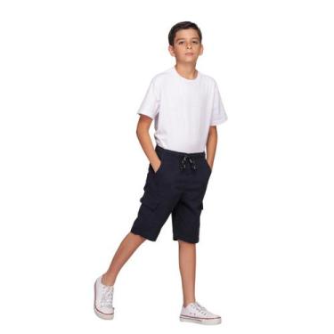 Imagem de Bermuda Sarja Juvenil Cargo Cós Elastico E Cordão Ajustador - Macaw, A