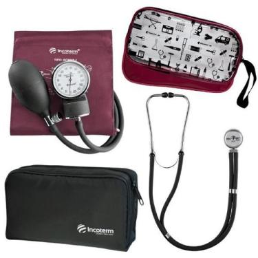Imagem de Kit Aparelho Pressao Esfigmo Aneroide Estetoscopio Multilaser Incoterm