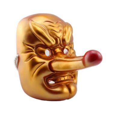 Imagem de Máscara facial completa de resina de caveira dourada para Halloween Co