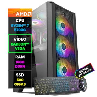 Imagem de Pc Gamer Computador Completo NoLag® Amd Ryzen 7 5700G, Radeon™ Graphics Vega, 16GB Ram, SSD 500GB, Gabinete RGB, Wi-Fi