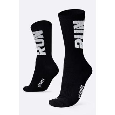 Imagem de Meia HUPI Run Preto e Branco - Tamanho Plus 42-46, Preto, Branco, Plus