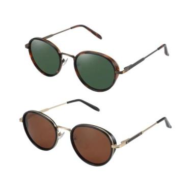 Imagem de Óculos De Sol Unissex Polarizados Steampunk ZENOTTIC Vintage Redondos 