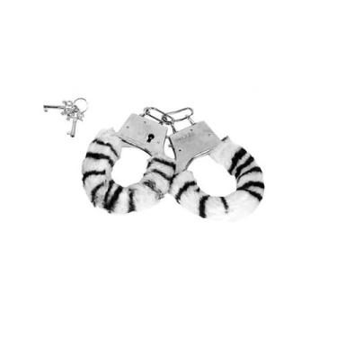 Imagem de Algemas em Metal Com Pelúcia - Preto E Branco, Zebra, ÚNICO