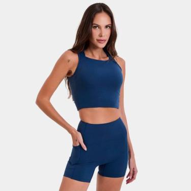 Imagem de Bermuda Rowa Manu Cit Performance Feminina, Marinho, G