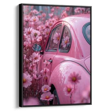 Imagem de Quadro decorativo Carro Encantado Entre as Flores Rosadas - Art Canvas