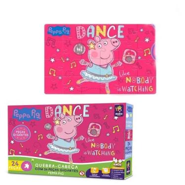 Imagem de Quebra Cabeça Grande Peppa Pig Porquinha Peppa Bailarina 24p, Rosa