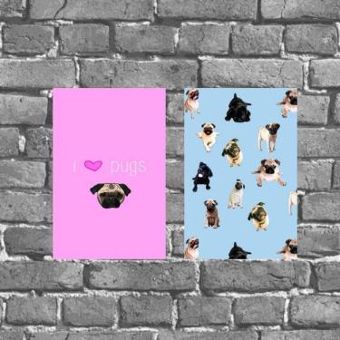 Imagem de Kit 2 Placas Decorativas I Love Pugs 18x27cm