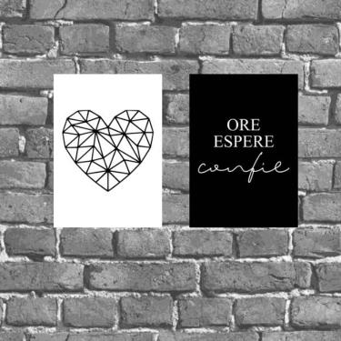 Imagem de Kit 2 Placas Decorativas Ore Espere Confie 18x27cm