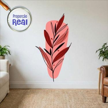 Imagem de Adesivo Floral Boho Vermelho Estilo Nórdico 63x120 Minimalista Mod.03