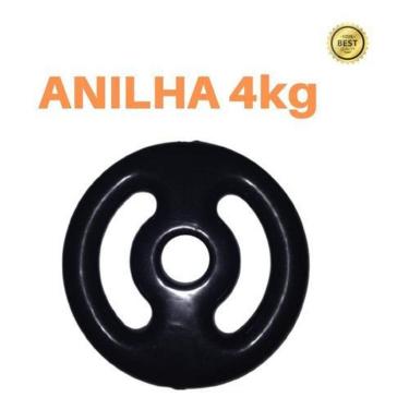 Imagem de Anilha 4kg Emborrachada Super Premium Preta Academia/casa-Unissex