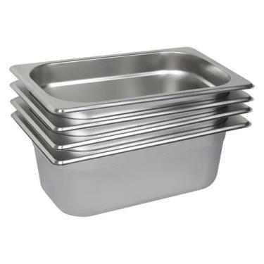 Imagem de 4 Cubas Gastronômica Buffet GN 1/4 100mm Aço Inox Sem Alça - BONSUCESS