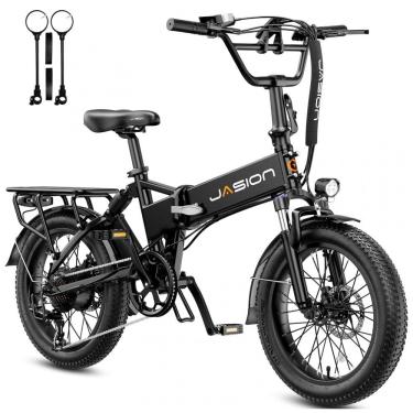 Imagem de Bicicleta elétrica dobrável Jasion EB7 2.0 preta sólida, pneus 20x3, motor até 1200W, b...