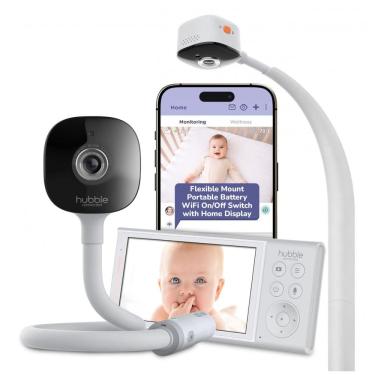 Imagem de Babá Eletrônica Hubble Sem Fio Portátil 2K HD WiFi Detecção IA Choro Rolo Suporte Flexível