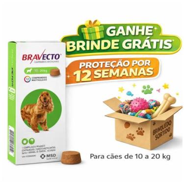 Imagem de Anti Pulgas e Carrapatos Bravecto Para Cães 10 a 20Kg MSD Brinde Gráti