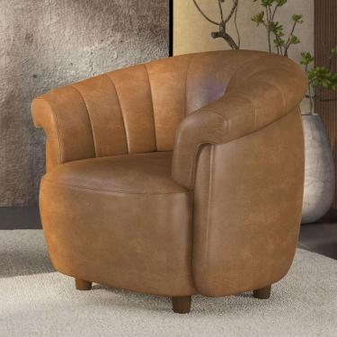 Imagem de Poltrona Sala De Estar Pé Madeira Lykan Sintético Caramelo Z32 - Mpozenato