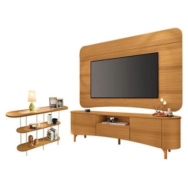 Imagem de Rack Bancada Elara E Painel Armony Cinamomo Com Aparador Infinity Cinamomo - Hb Móveis