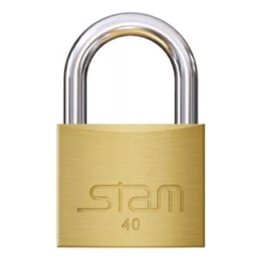 Imagem de Cadeado Chave Latão Maciço Stam 40mm Não Enferruja Resistente Robusto 
