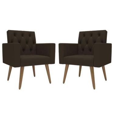 Imagem de Kit 2 Poltronas Thais Sala De Jantar Luxo - Móveis Mafer, Marrom