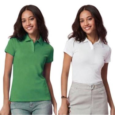 Imagem de Kit 2 Camisas Polo Feminina Baby Look Piquet Poliéster - Genérico, Ver