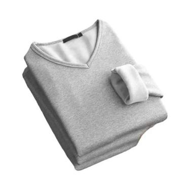 Imagem de Camiseta Térmica Masculina De Inverno Com Manga Longa, Veludo E Forro,