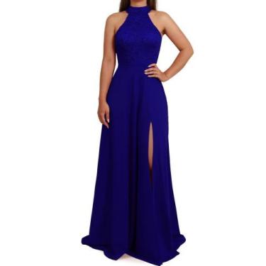 Imagem de Vestido Longo de Festa Com Fenda na lateral - Momento Vestido, Azul ro